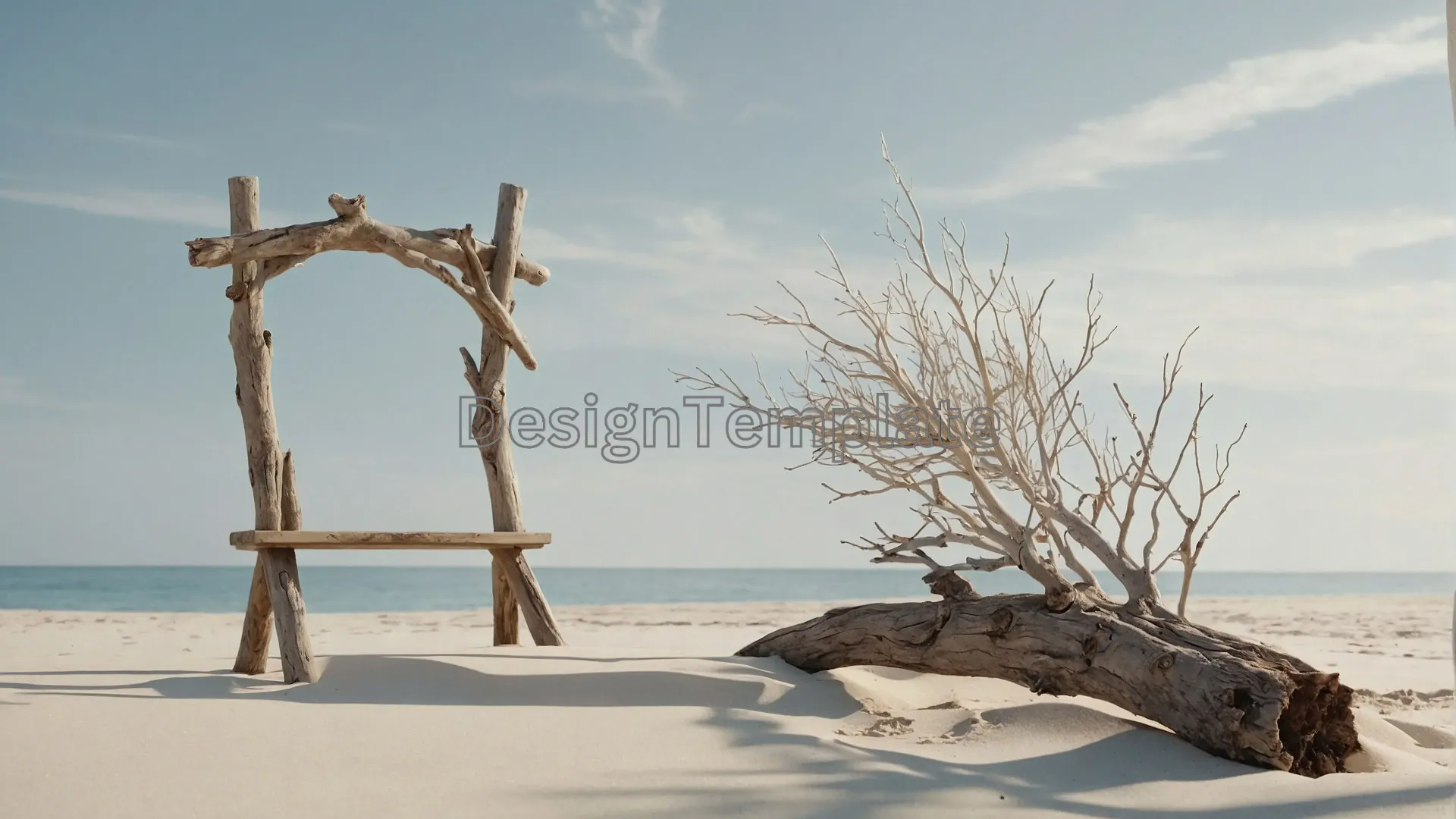 Artistic Tree Frame on Deserted Beach Photo